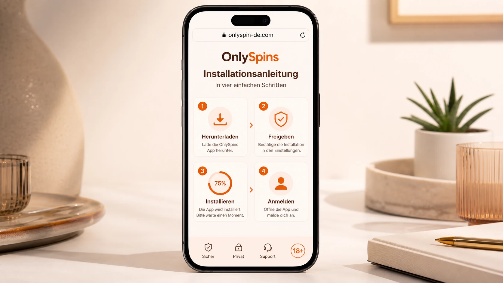 Installation der OnlySpins App